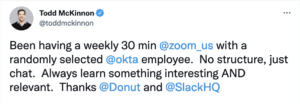 Okta CEO Tweet about Donut Coffee Lottery