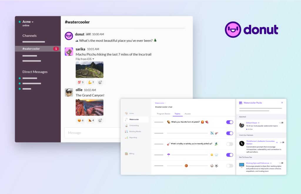 Teaser image for Donut Watercooler: Recreate Office Banter and Bonding in Slack