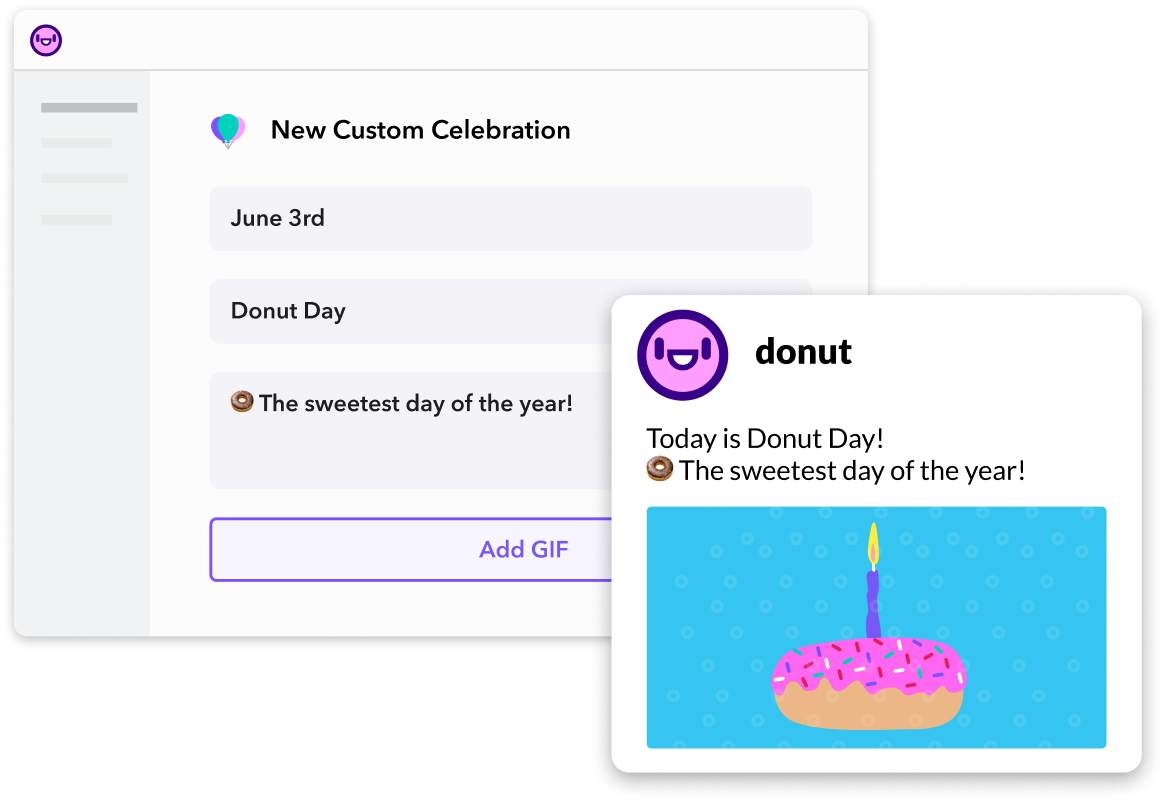Donut Custom Celebrations setup