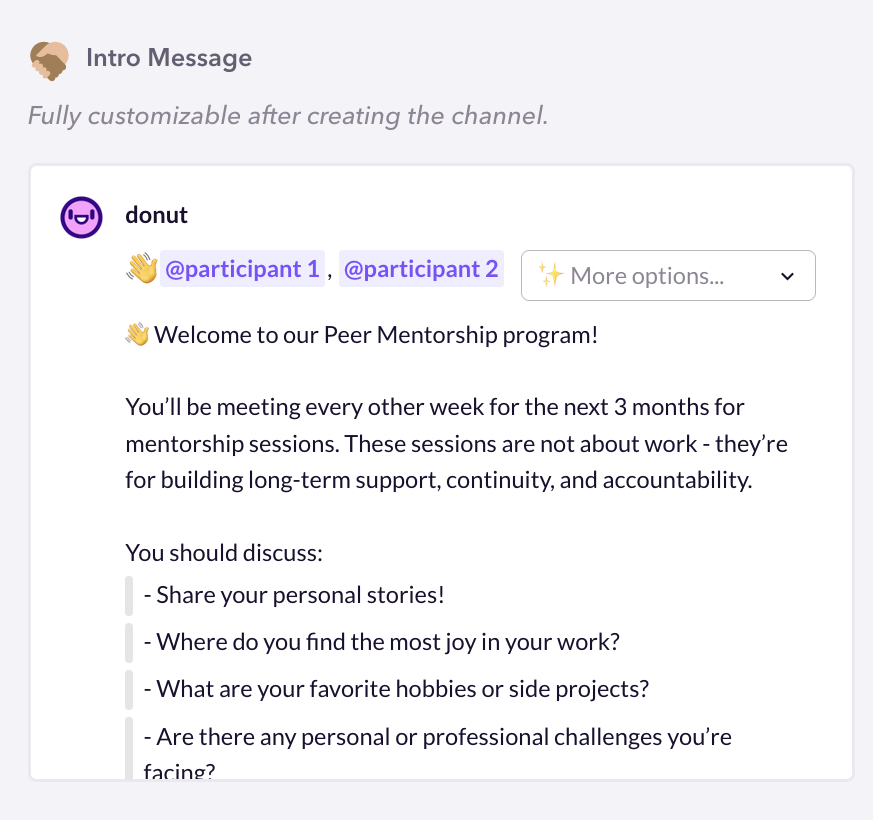 Donut's Peer Mentorship Template