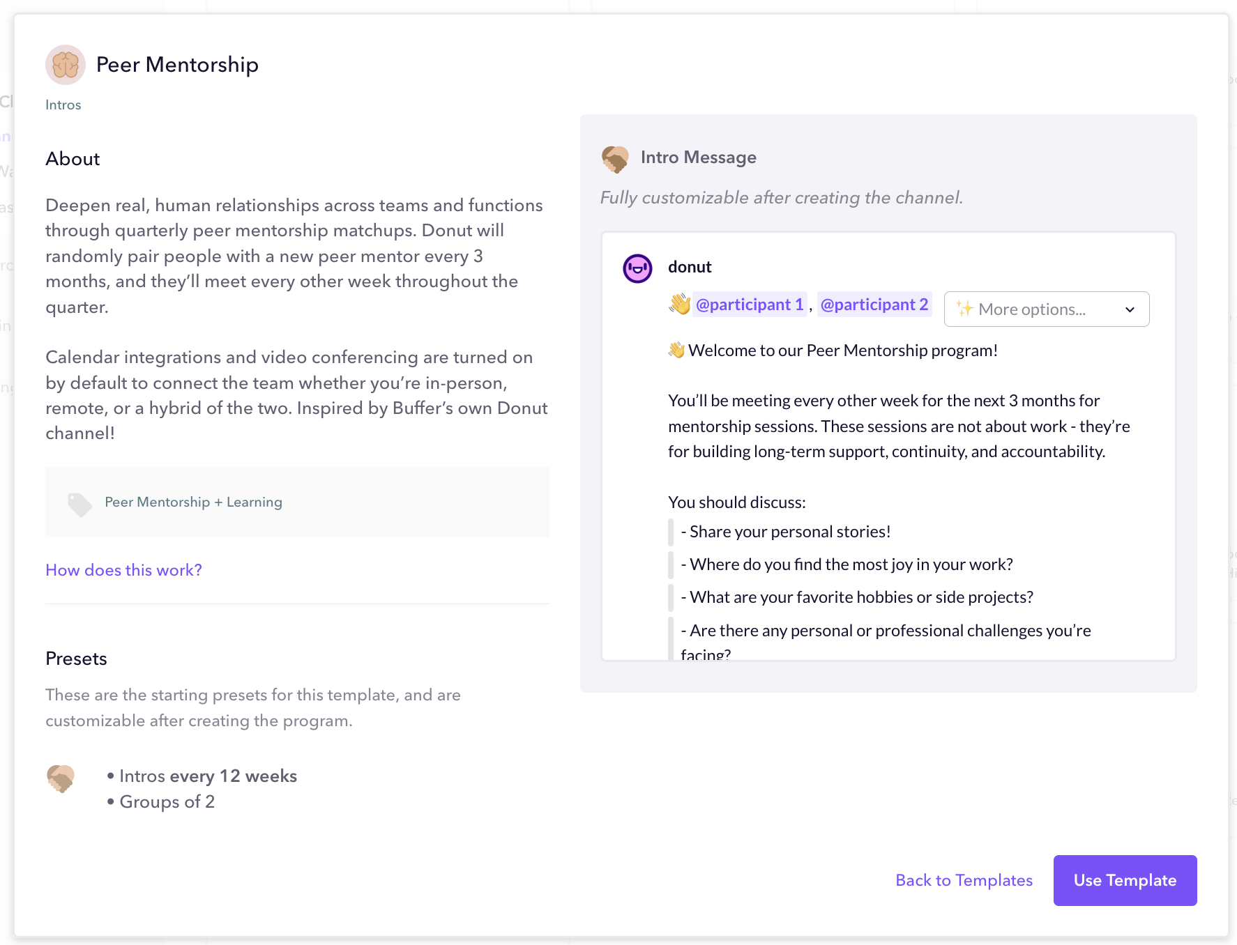 Donut's Peer Mentorship Template