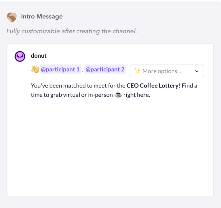 CEO Coffee Lottery Slack Channel Templates by Donut