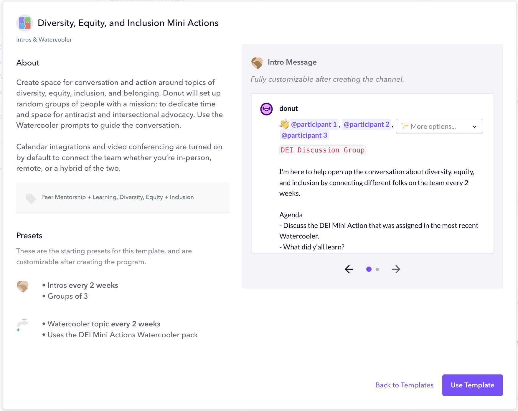 Donut's DEI Mini Actions template
