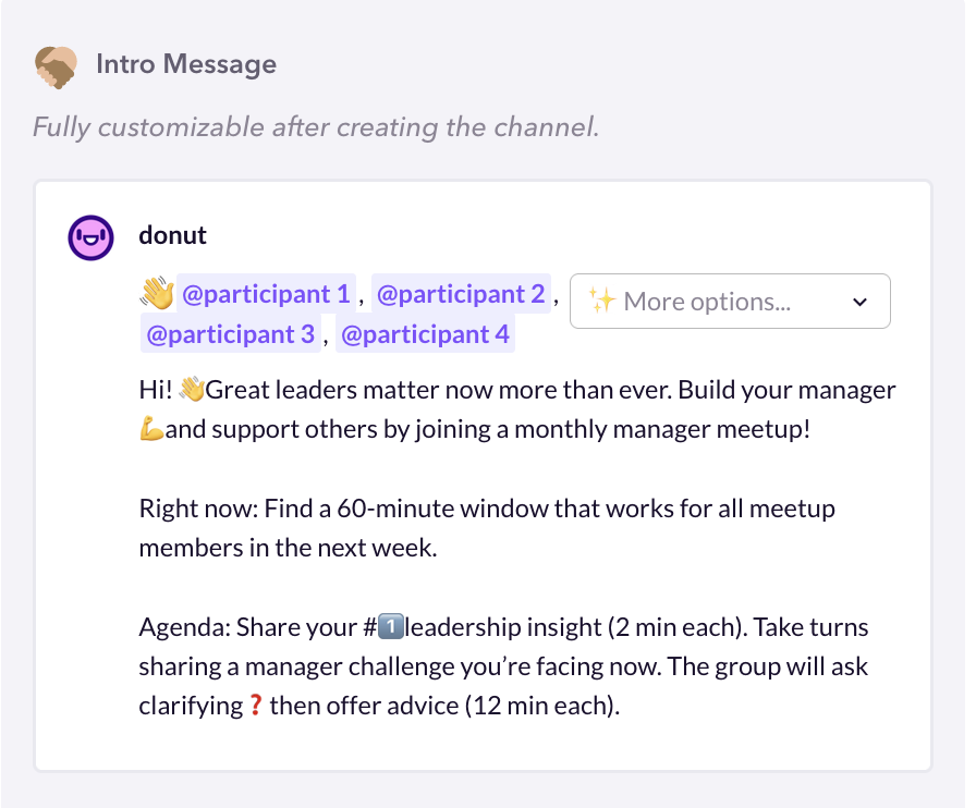 Donut's Manager Meetups Template