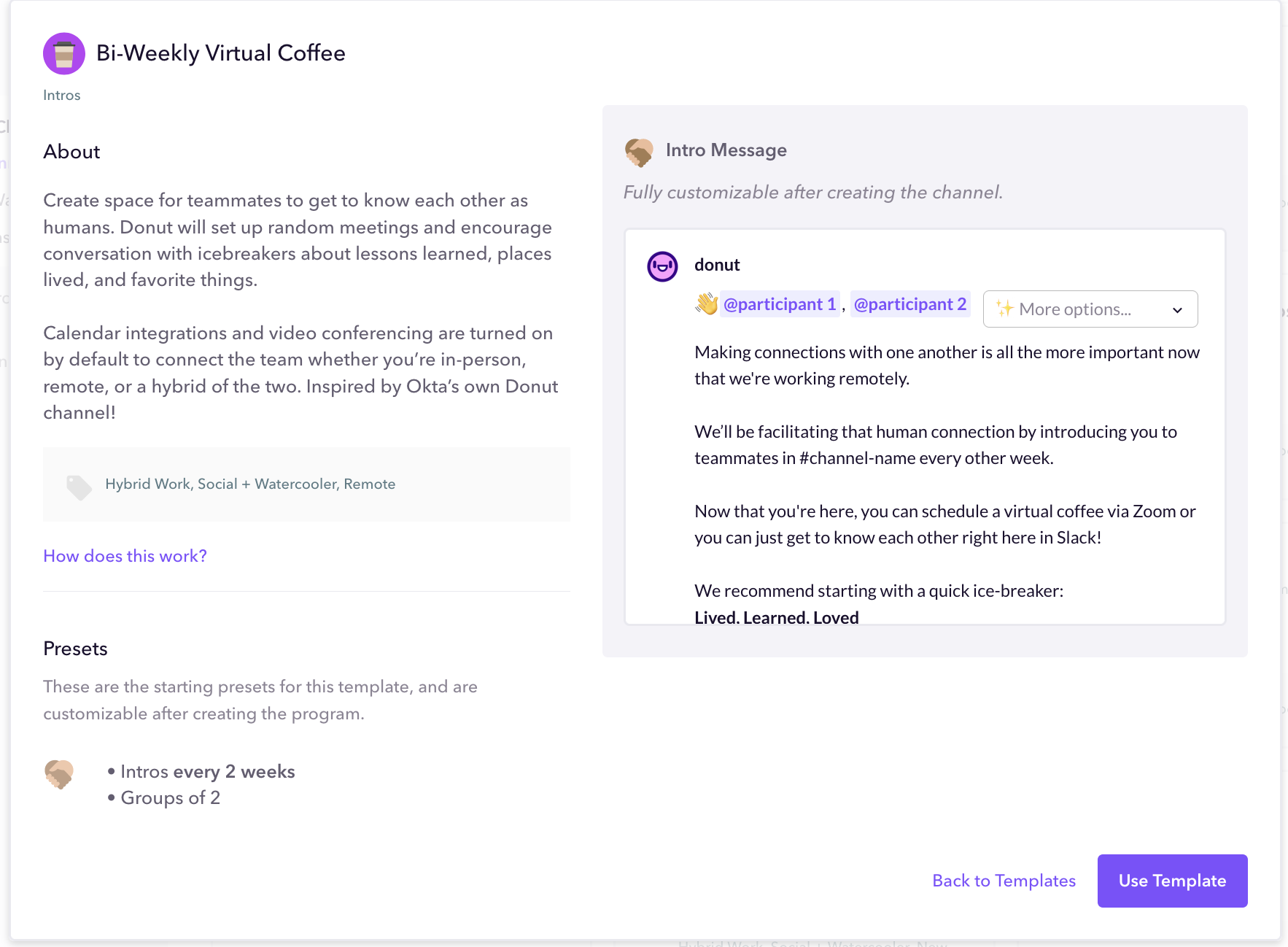 Donut's Bi-weekly Virtual Coffee Template