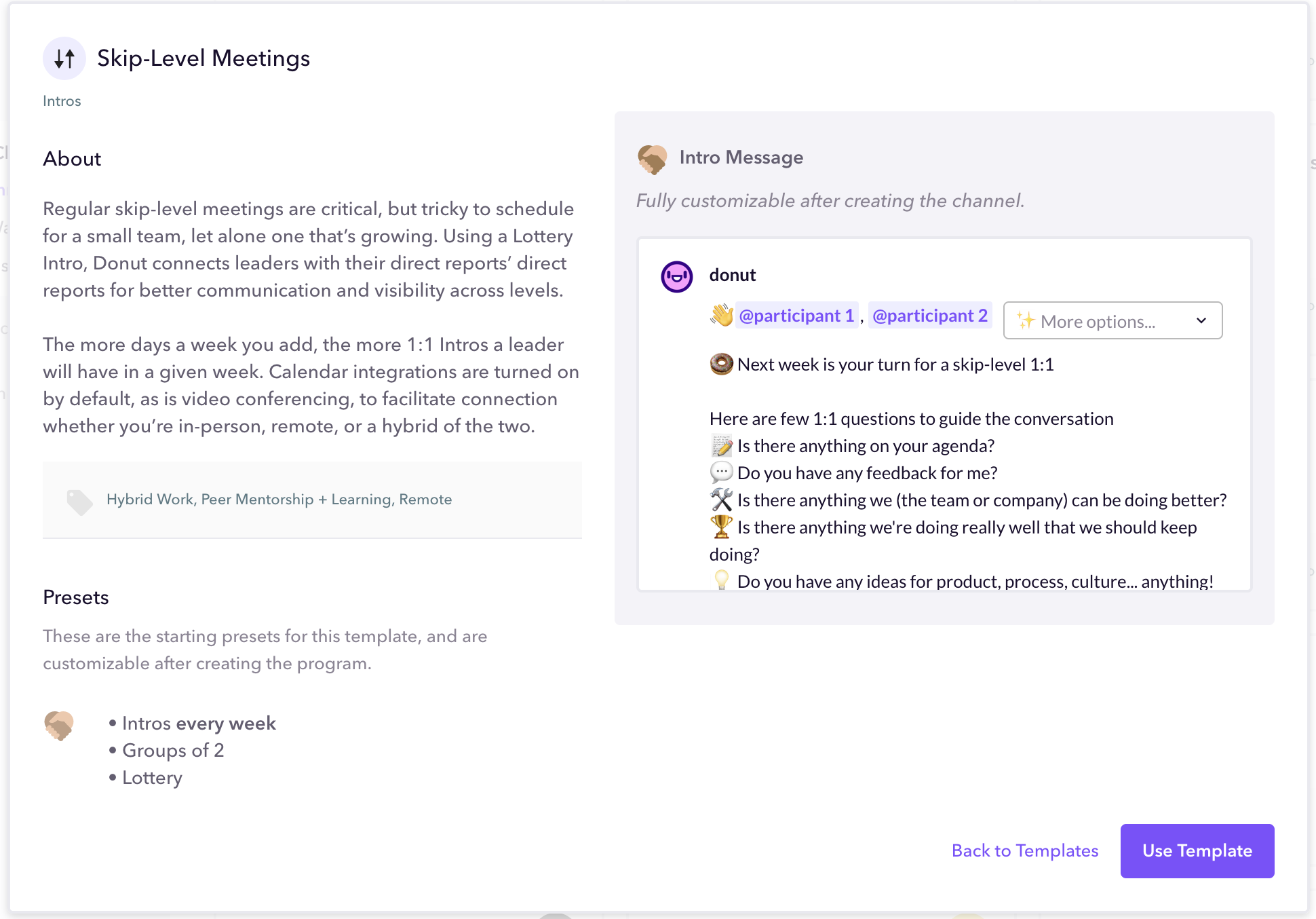 Donut's Skip-Level Meetings Template