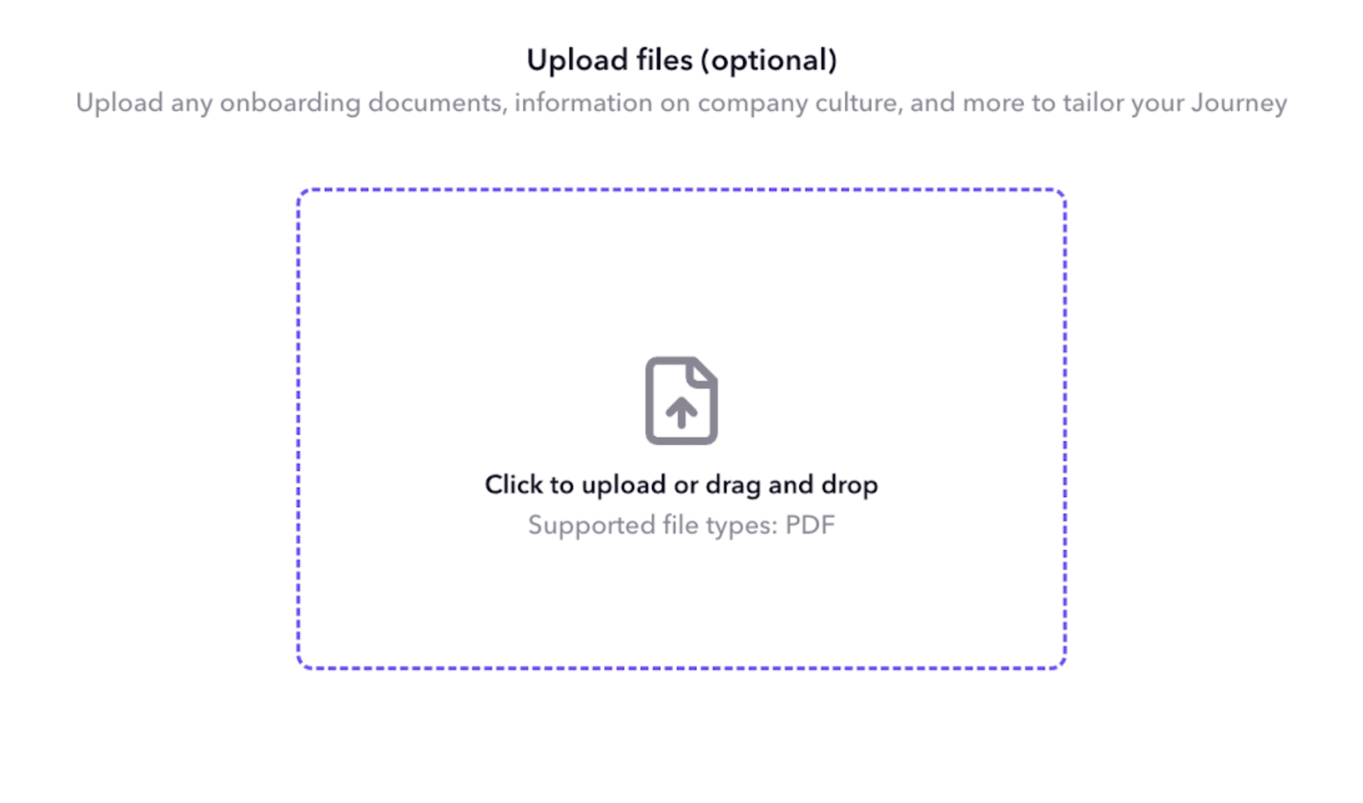 Journeys page where you upload documents for AI to generate your Donut Onboarding Journey